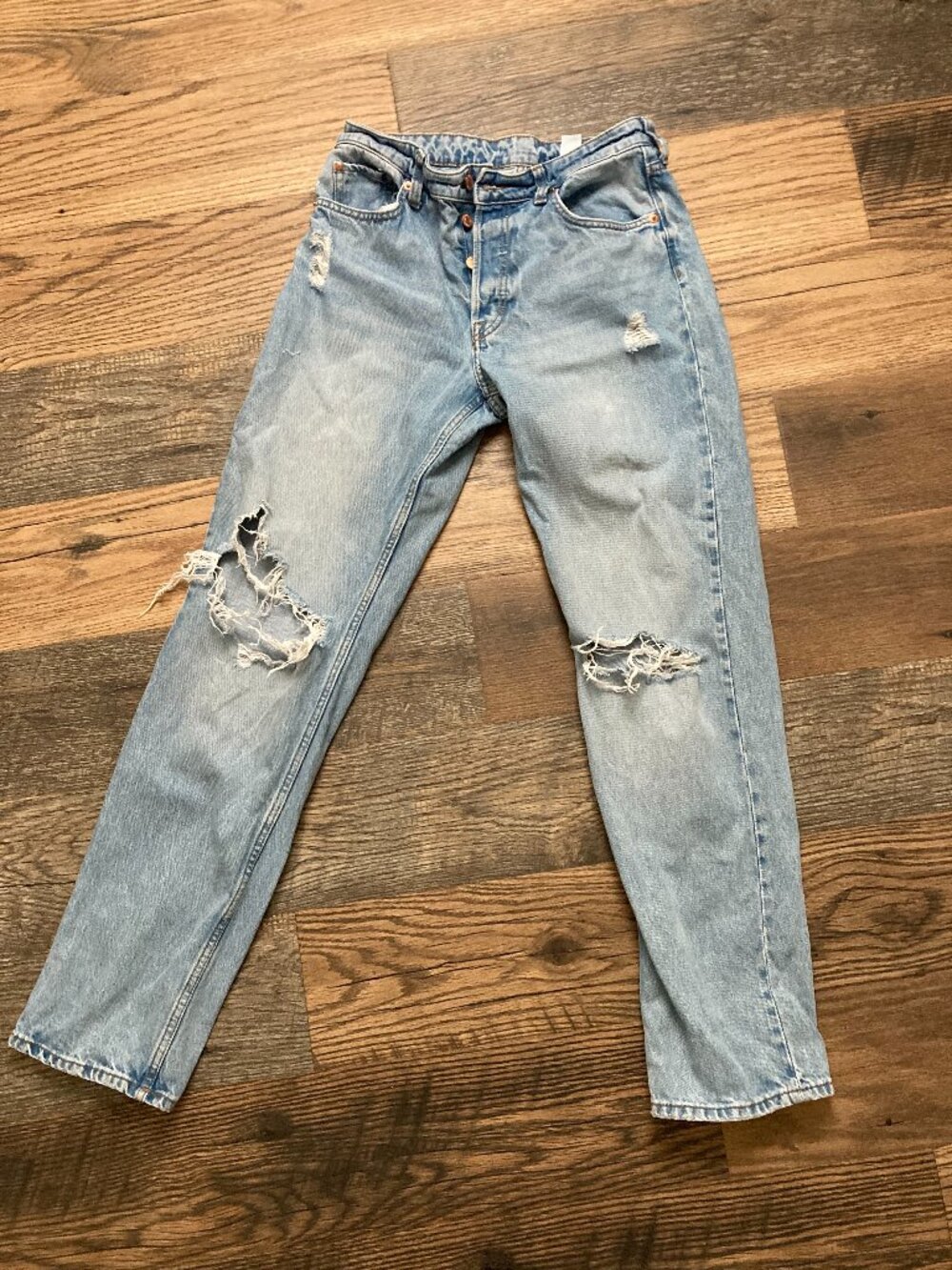 H&M &Denim 90's Boyfriend Jeans Women's US 4 30x32 High Waist Distressed Light